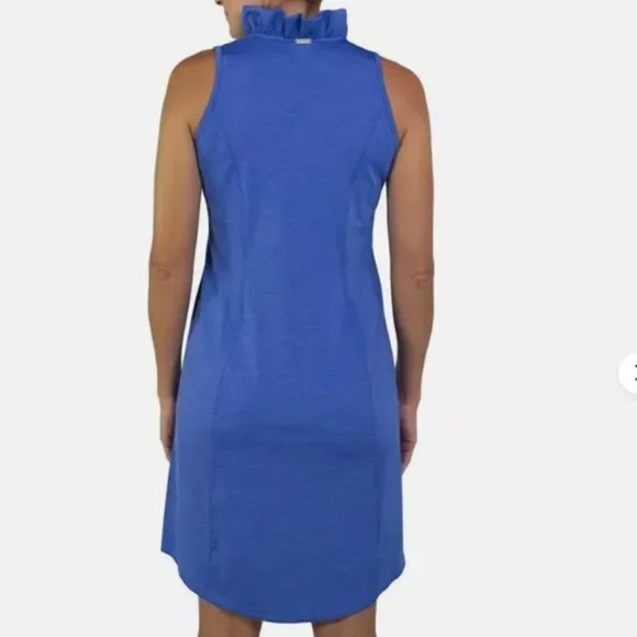 Jofit Millie Sleeveless Golf Athleisure Dress Blue Ruffle Neck Pockets Size XL - Picture 2 of 10